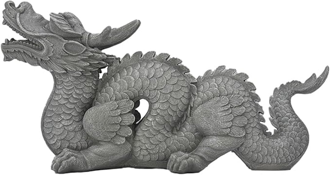 asian dragon resin statue