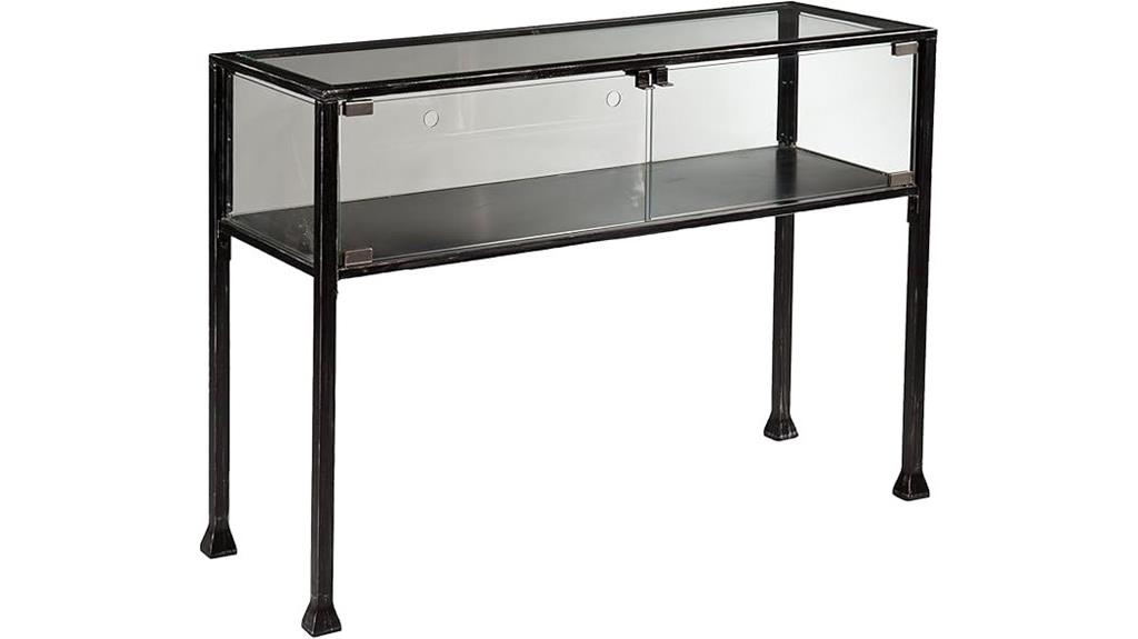 black silver distressed console