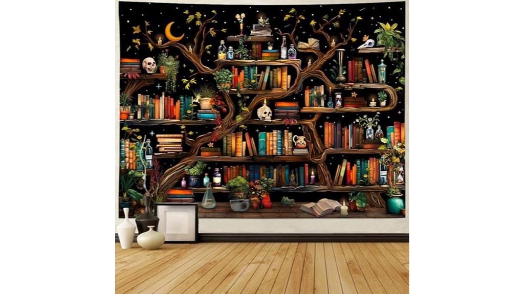 bookshelf tapestry bedroom decor