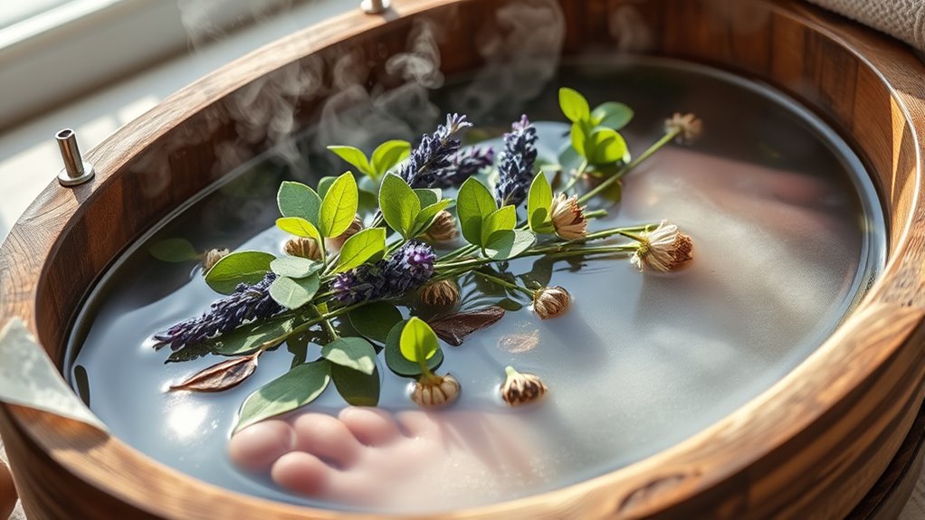 create a relaxing herbal soak