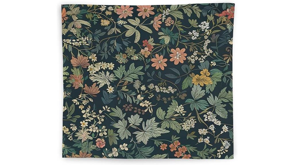 dark green botanical tapestry