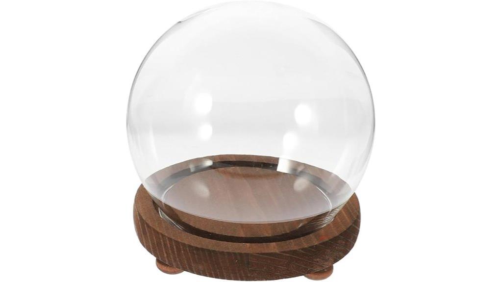 glass dome with wood base