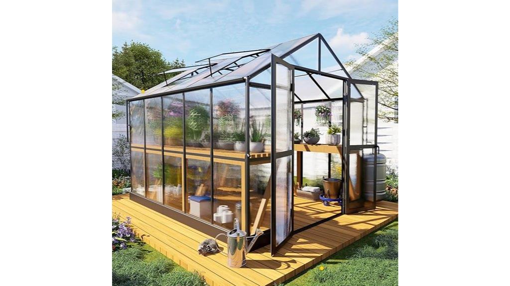 polycarbonate greenhouse with doors