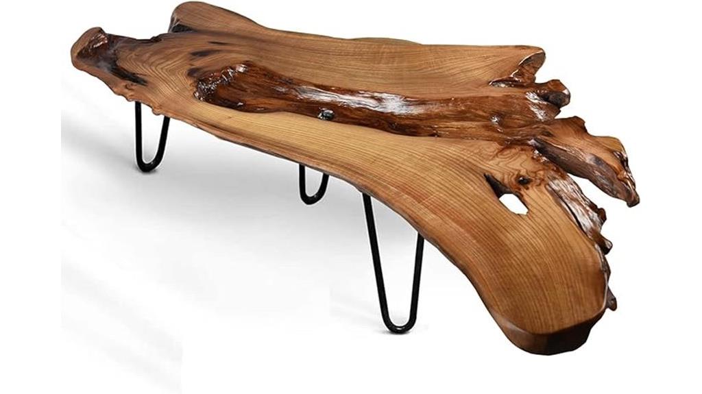 raw wood with hairpin legs