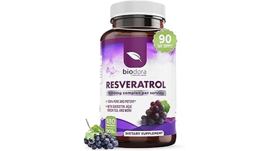 resveratrol 1600mg antioxidant capsules