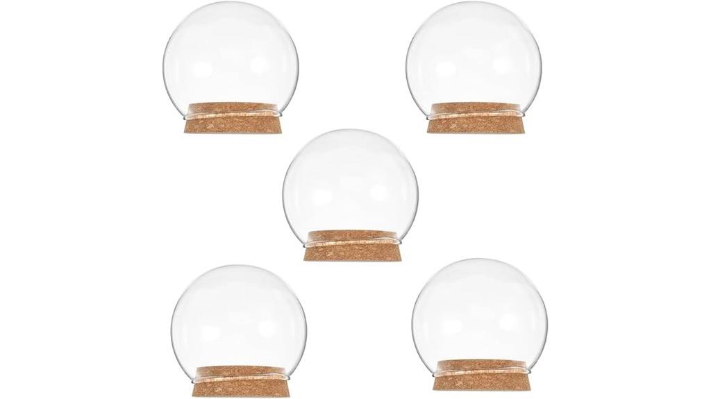 set of five glass domes
