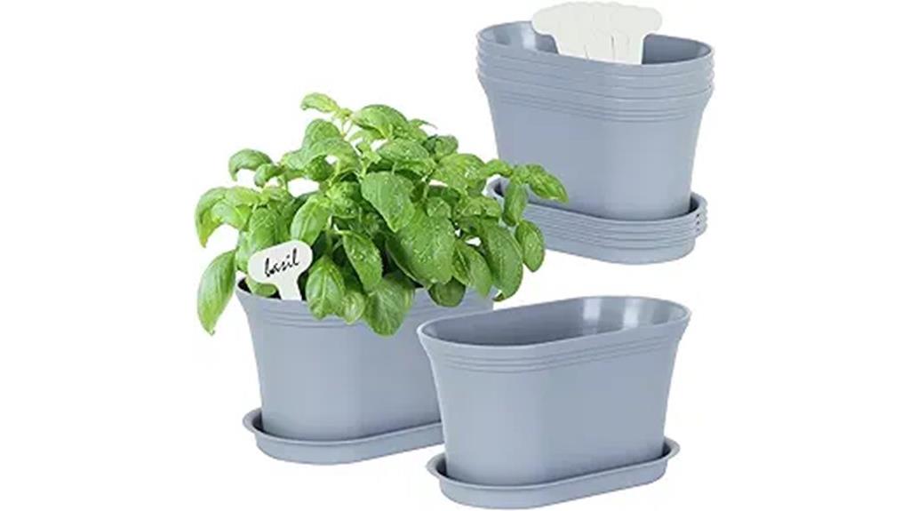 set of six grey oval planters