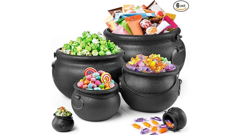 six piece halloween cauldron set