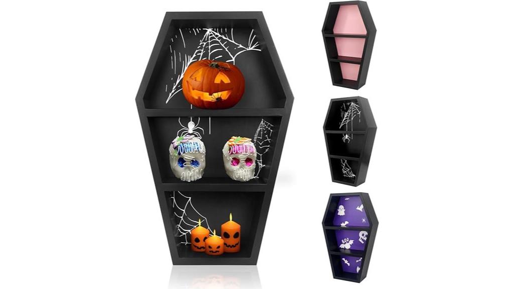 spooky coffin shelf display