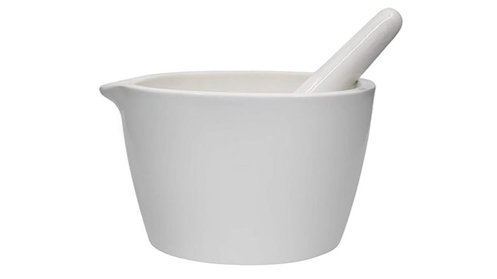 white porcelain mortar set