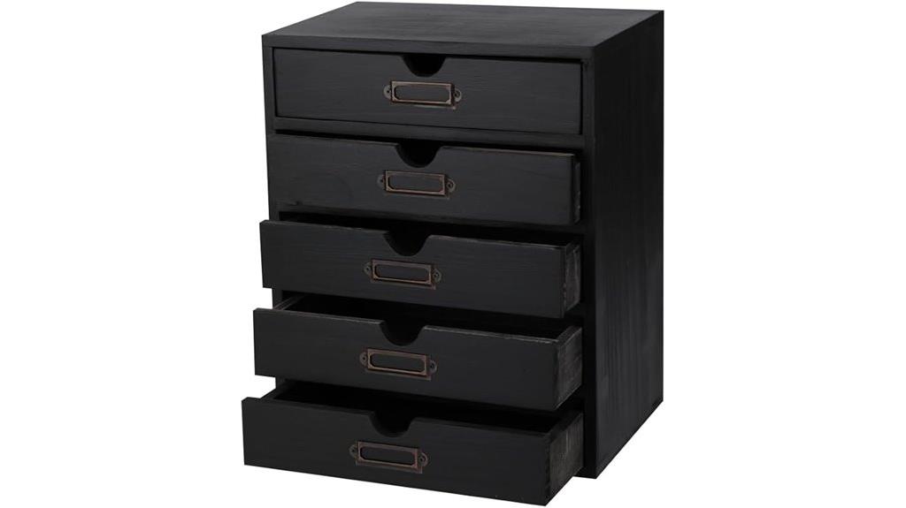 wooden five drawer storage box