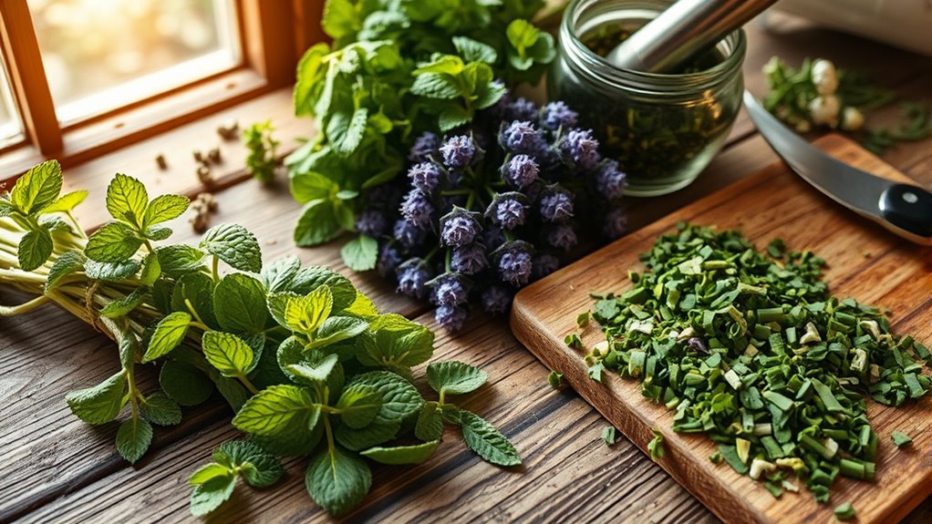 select wash chop herbs