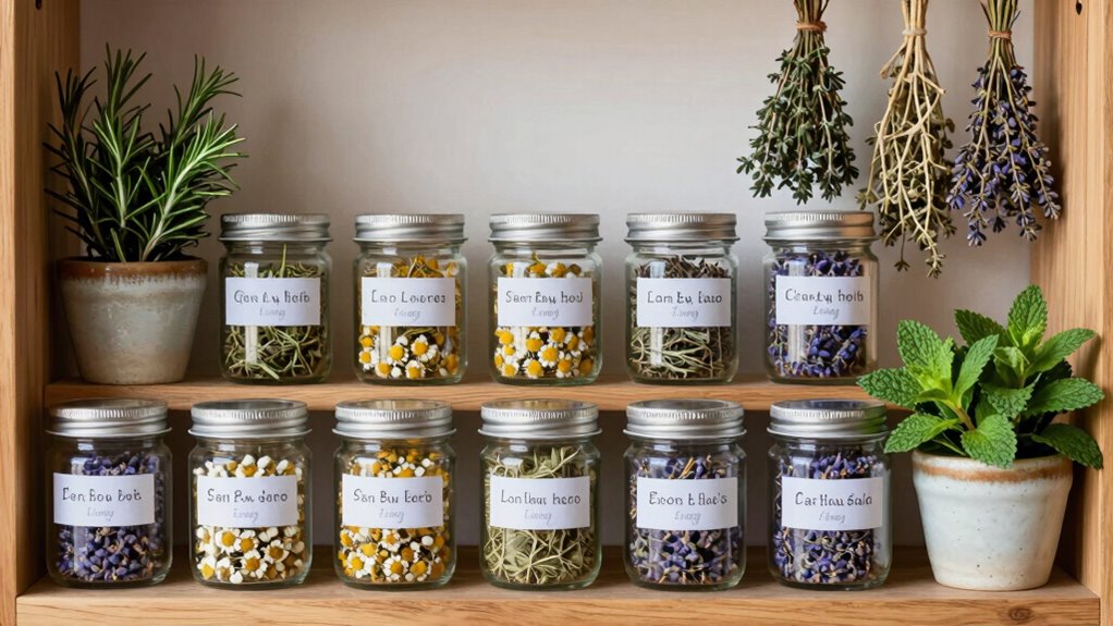 organized labeled herbal storage